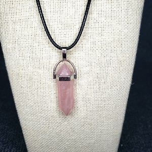 Rose quartz double point necklace